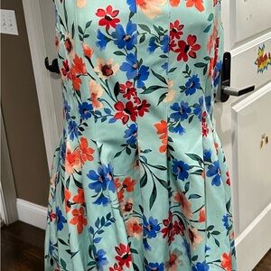 Calvin Klein Floral Dress with Blue and Red Accents